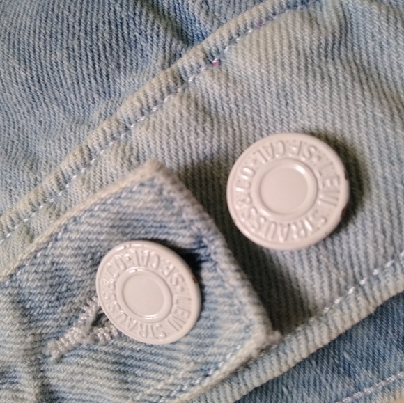 Upcycled Ladies Small Levi's Denim Vest with Tie-dye Rocker - Picture 6 of 9